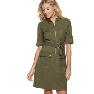 Sharagano Khaki Belted Jacket Dress
